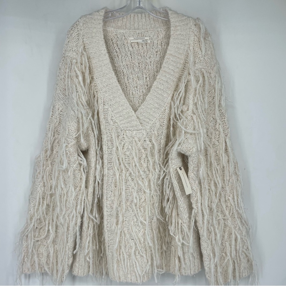 Anthropologie Cream V-Neck Sweater - Picture 5 of 14